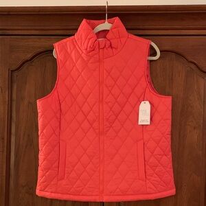 Time and Tru Women’s Orange Diamond Pattern Quilted Vest Size L (12-14) NWT